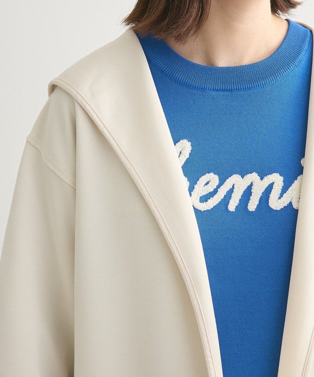 Green Parks ポンチフード付きカットカーディガン Ecru