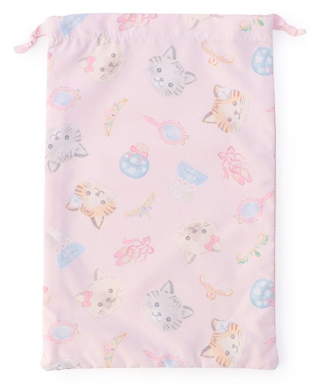 Chacott Cat半メッシュ巾着M ロイヤルピンク