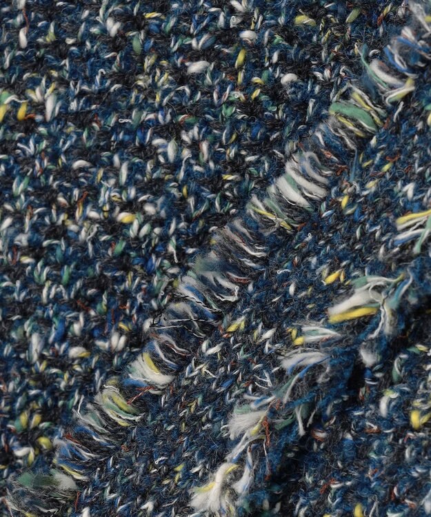 自由区 S ミックスツイードニット   カーディガン リッツブルー系