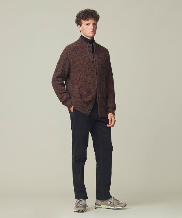 J.PRESS MEN 【Cash Lamb's Wool】ケーブルニット カーディガン ブラウン系