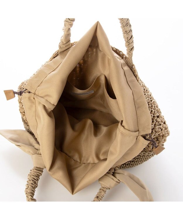 UNBILLION カシュカシュ cachecache / 下がりリボン切替編みトート ベージュ