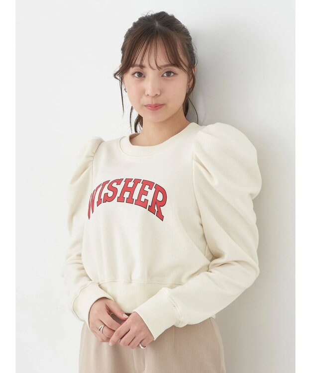 earth music&ecology ウラケロゴ短丈プルオーバー Ivory