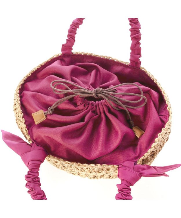 UNBILLION カシュカシュ cachecache / 下がりリボン柄編みトート ピンク