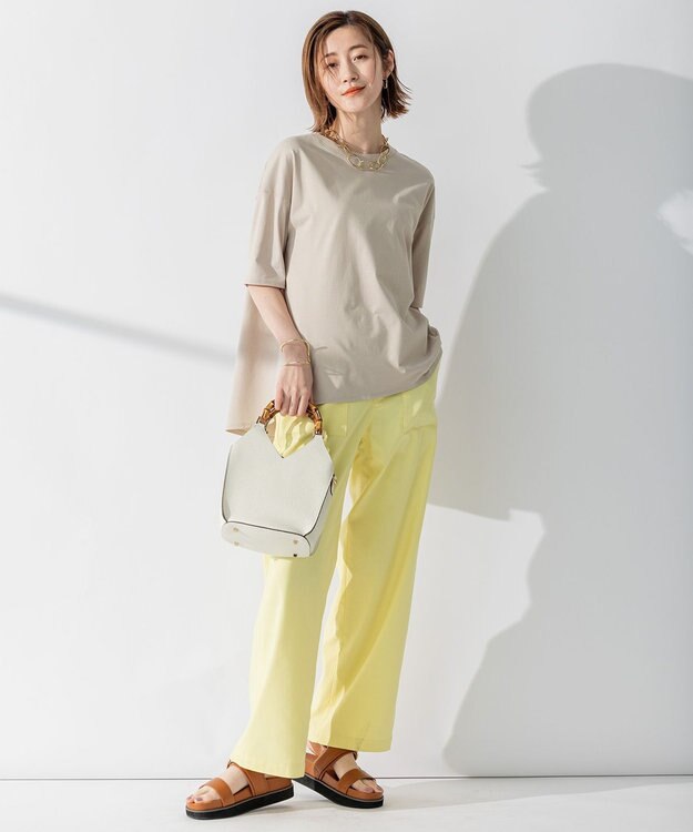 23区 【洗える】スラブツイルストレッチ ベイカー パンツ [WEB限定]イエロー系