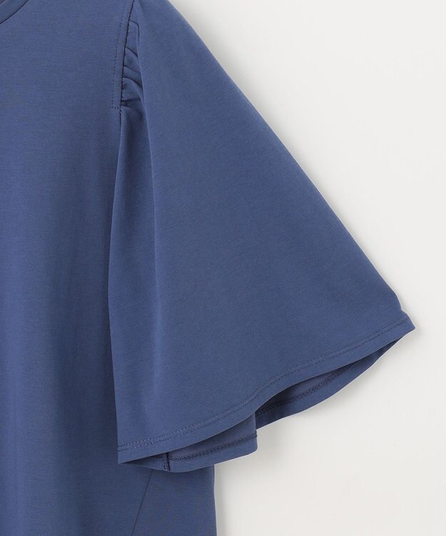 ANY SIS 【UVケア】プレーティングジャージー フレアスリーブ カットソー ダルブルー