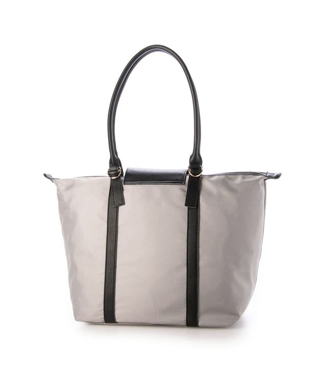 UNBILLION ペルケ perche / ナイロン×牛革かぶせジェムストーントートバッグ ライトグレー