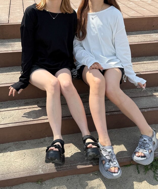 WEGO 【ラッシュガード/吸水速乾/UVカット/日焼け対策/体型カバー】リブドロストデザイントップス ホワイト