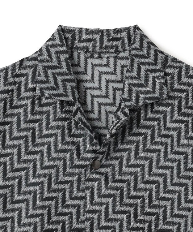 JOSEPH HOMME 【HIGH GRADE LINE】カスリシェブロンジャガード　オープンカラー半袖シャツ ブラック系5