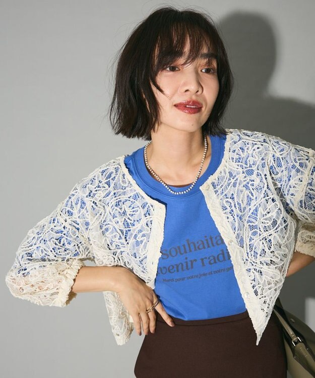 Green Parks ５分袖フロッキーロゴプリントＴＥＥ Blue