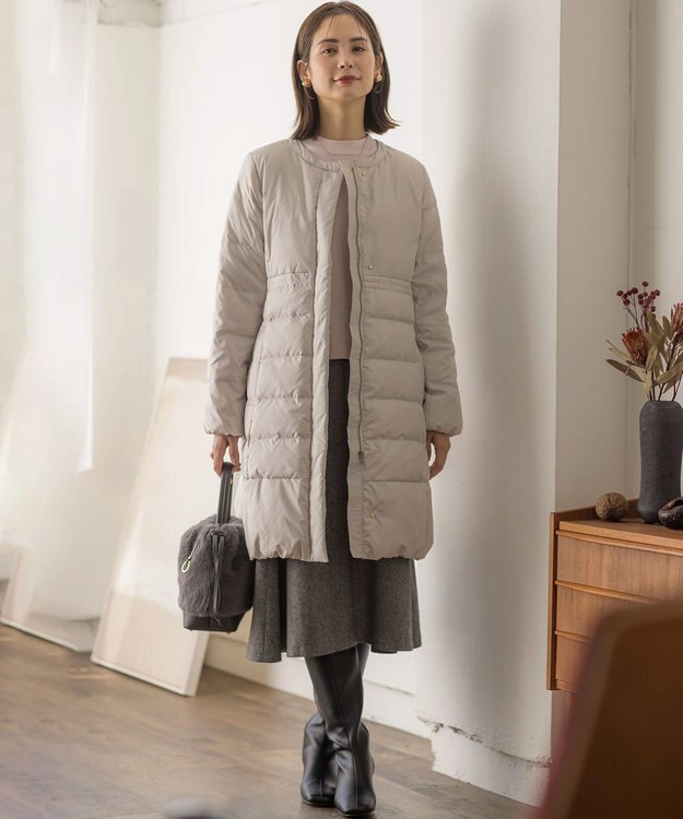 組曲 ライトタフタロングダウンコート アイスグレー系