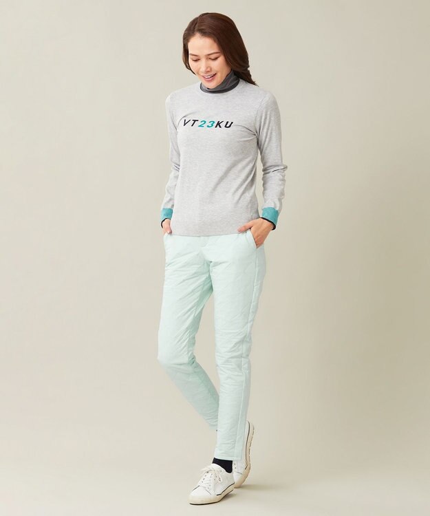 23区GOLF 【WOMEN】ロゴニット 着回しOK 動きやすさ◎ 厚すぎないからロングシーズン着用できる ライトグレー系