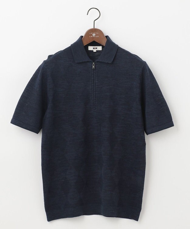 JOSEPH ABBOUD 【サスティナブル】スラブギマ ポロシャツ ネイビー系