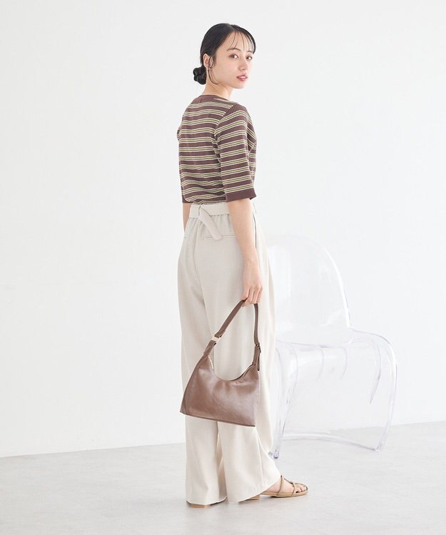 earth music&ecology ヘンリーネック半袖ニットプルオーバー Multi