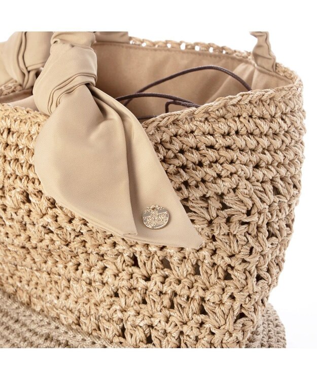 UNBILLION カシュカシュ cachecache / 下がりリボン切替編みトート ベージュ