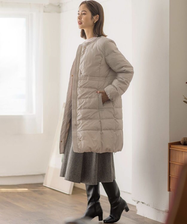 組曲 ライトタフタロングダウンコート アイスグレー系