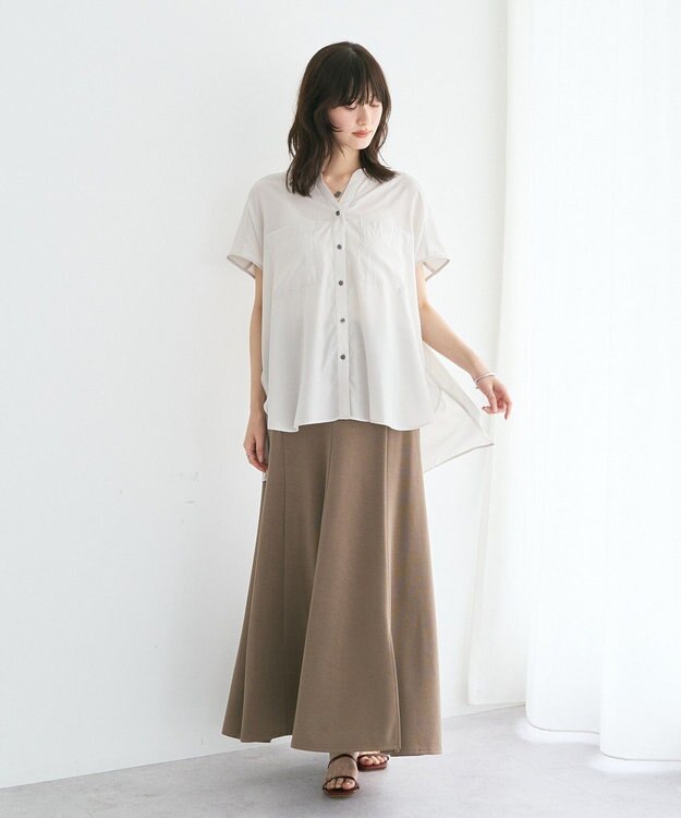 YECCA VECCA 【セットアップ可能】ポケットスキッパーシャツ Gray Beige