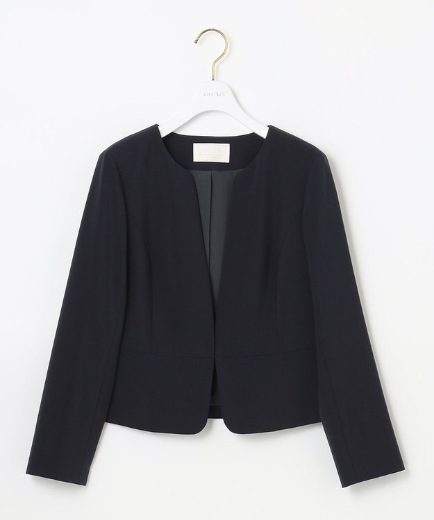 ANY SIS 【セットアップ対応】セレモニーダブルクロス ノーカラー ジャケット ネイビー