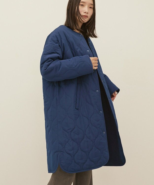 AMERICAN HOLIC あったかリバーシブルキルティングコート Navy
