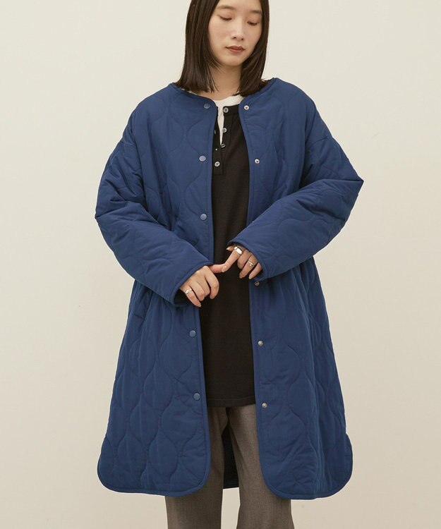 AMERICAN HOLIC あったかリバーシブルキルティングコート Navy