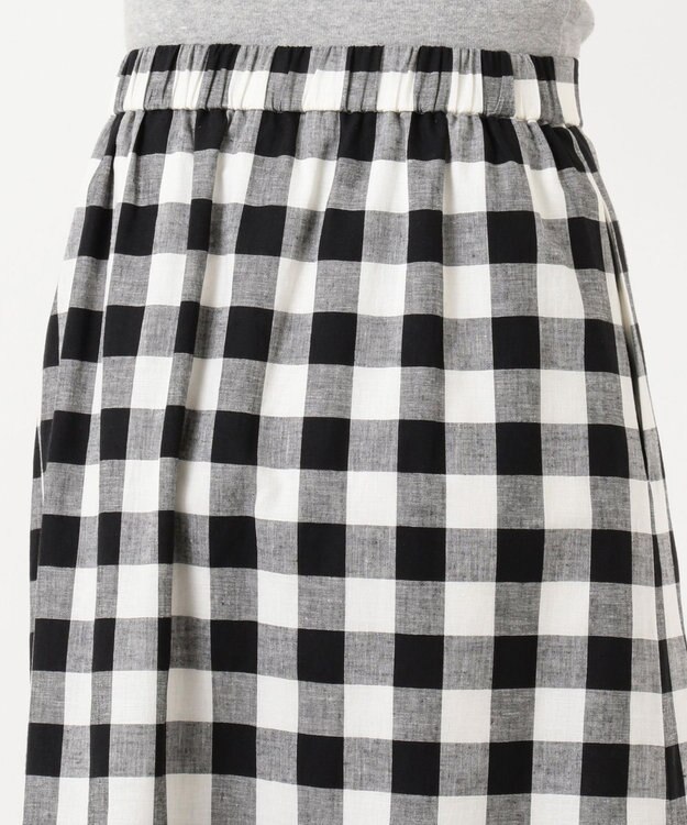 J.PRESS LADIES 【洗える】BEZコットンリネンブロックギンガム スカート ブラック系4