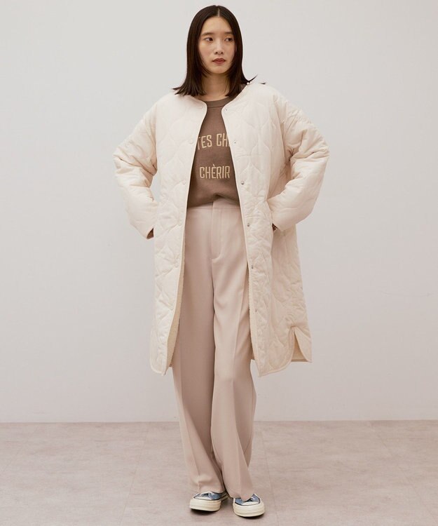 AMERICAN HOLIC あったかリバーシブルキルティングコート Off White