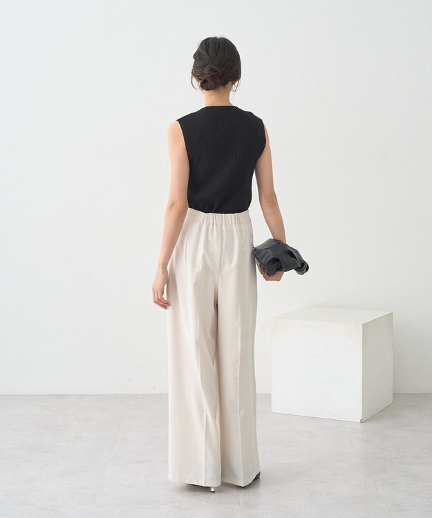 earth music&ecology ランダムリブボトルネックノースリーブニット Black