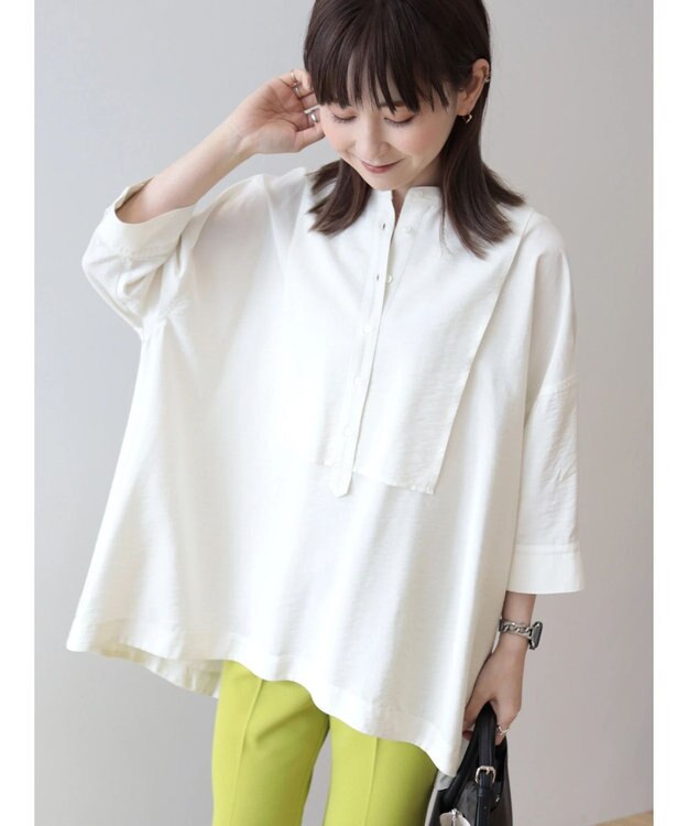 AMERICAN HOLIC 接触冷感バンドカラーチュニック Ivory