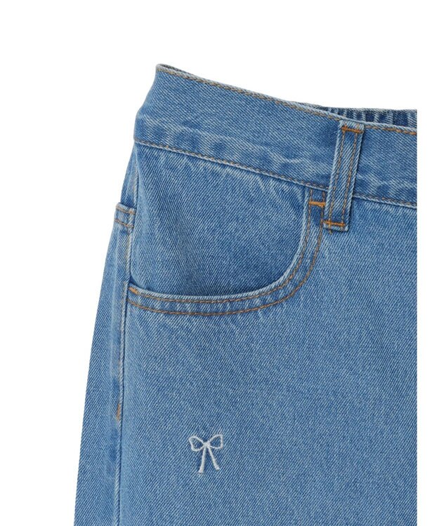 Green Parks ・Ｄｏｕｂｌｅ　Ｆｌａｇｓ　リボン刺繍ストレートデニム Light Indigo