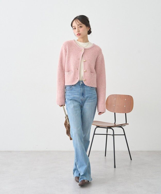 earth music&ecology ランダムリブボトルネックノースリーブニット Ivory