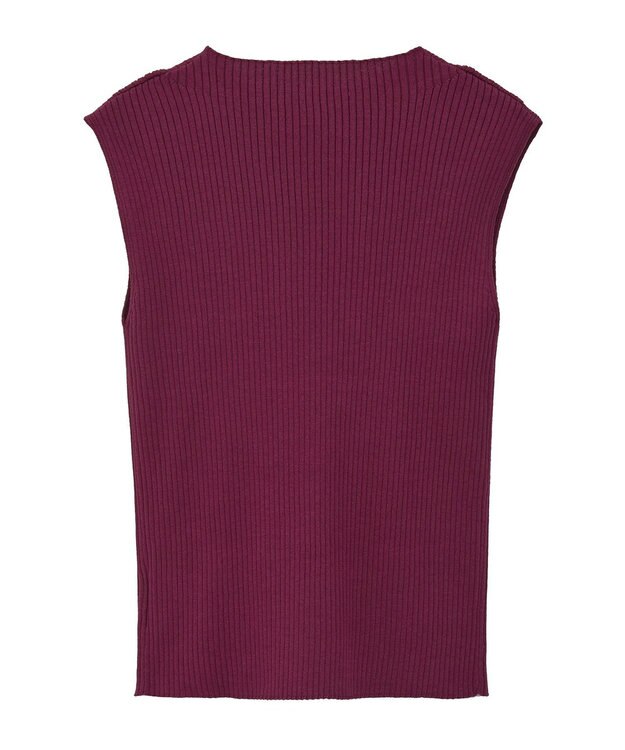 earth music&ecology ランダムリブボトルネックノースリーブニット Bordeaux