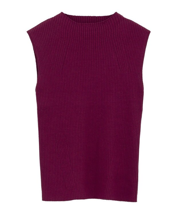 earth music&ecology ランダムリブボトルネックノースリーブニット Bordeaux