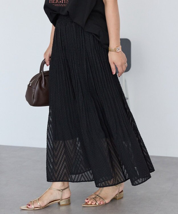 AMERICAN HOLIC カットジャガードプリーツスカート Black