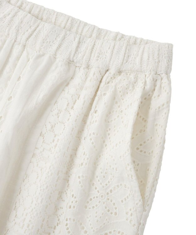 earth music&ecology 【セットアップ対応】【WEB・一部店舗限定】パッチワークレースパンツ Off White