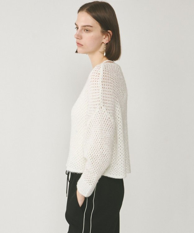 GRACE CONTINENTAL スパンメッシュニットトップ ホワイト