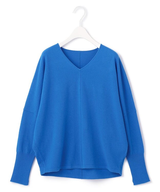 ICB 【洗える】ソフトウールハイゲージ Vネックプルオーバー サファイア系