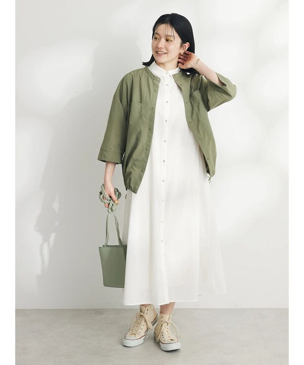 CRAFT STANDARD BOUTIQUE インド綿Ａラインシャツワンピース Off White