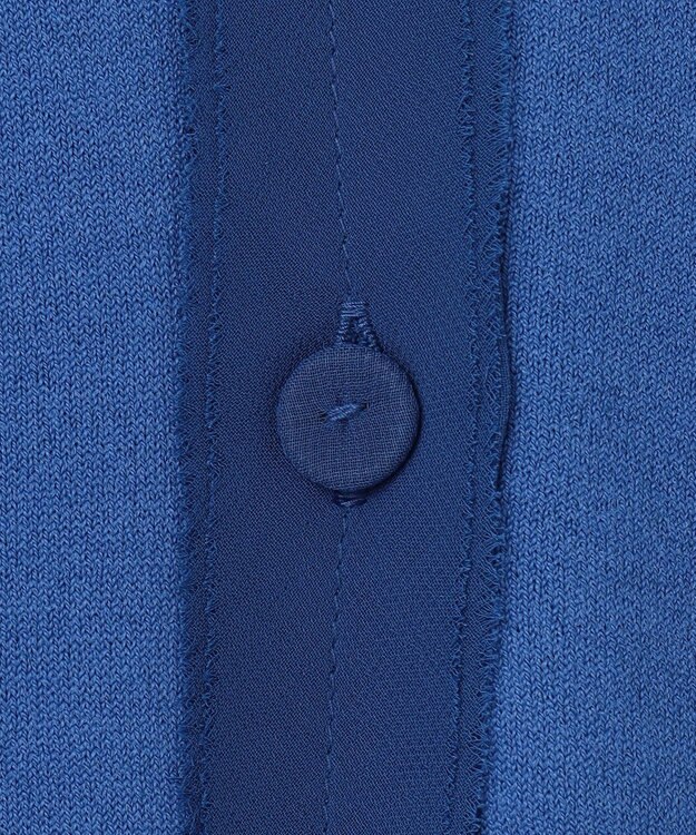 BEIGE， 【洗える】VALOIS / ジョーゼットトリム半袖カーディガン Blue