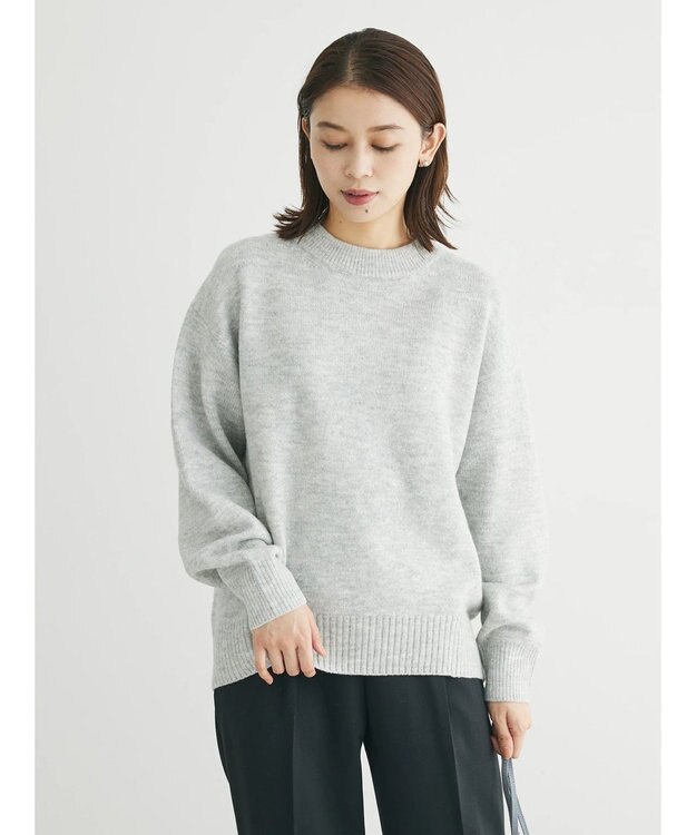 Green Parks ｆｕｗａっとメランジ前後差ニットプルオーバー Light Gray