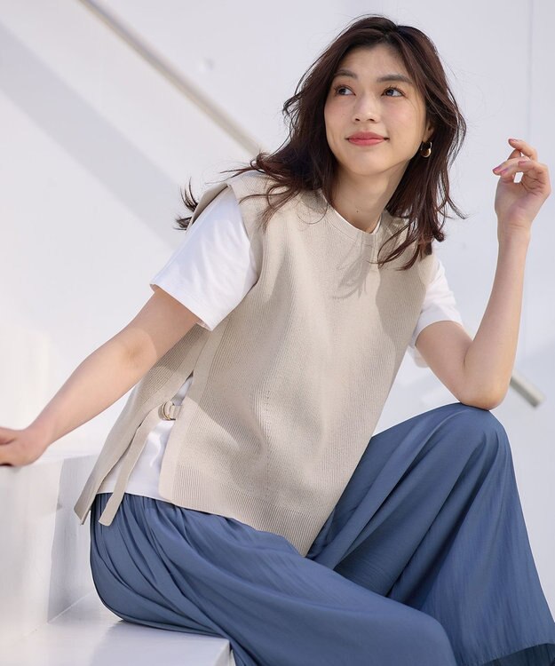 ANY L スプリングニットベスト サンドベージュ
