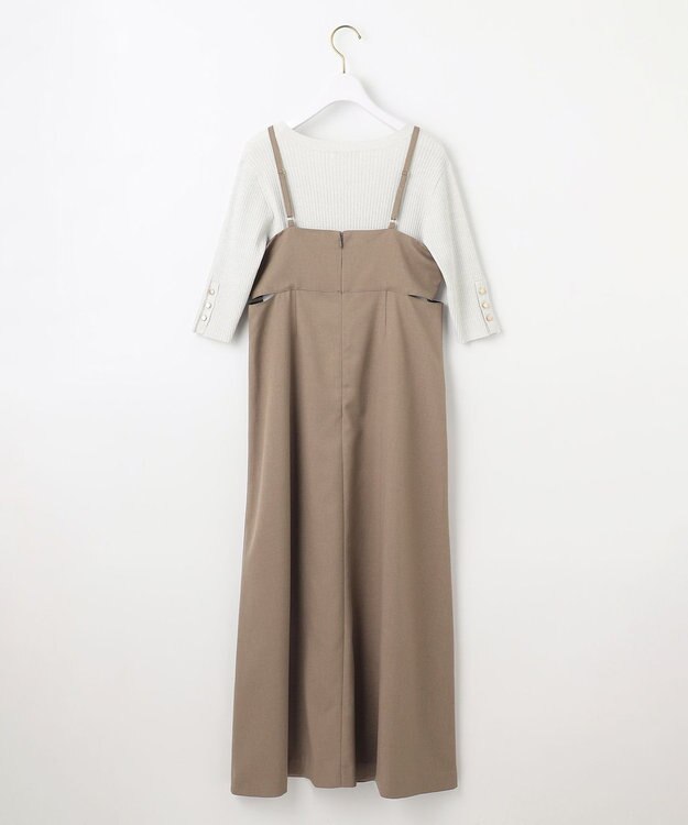 ANY SIS L 【洗える・2SET】カットデザインスタイルアップ ワンピース×ニット モカ×アイボリー