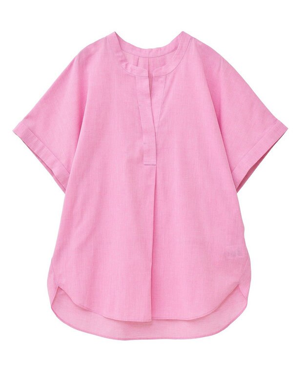 Green Parks 綿麻混フレンチスリーブスキッパーシャツ Pink