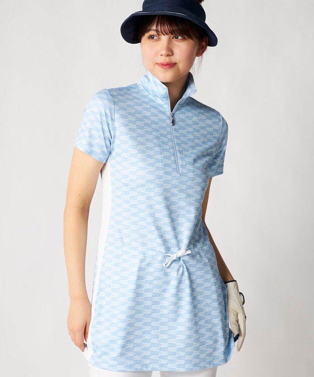 FILA GOLF／marie claire 【Marie claire sports】ロゴ柄ハーフジップチュニック ライトブルー