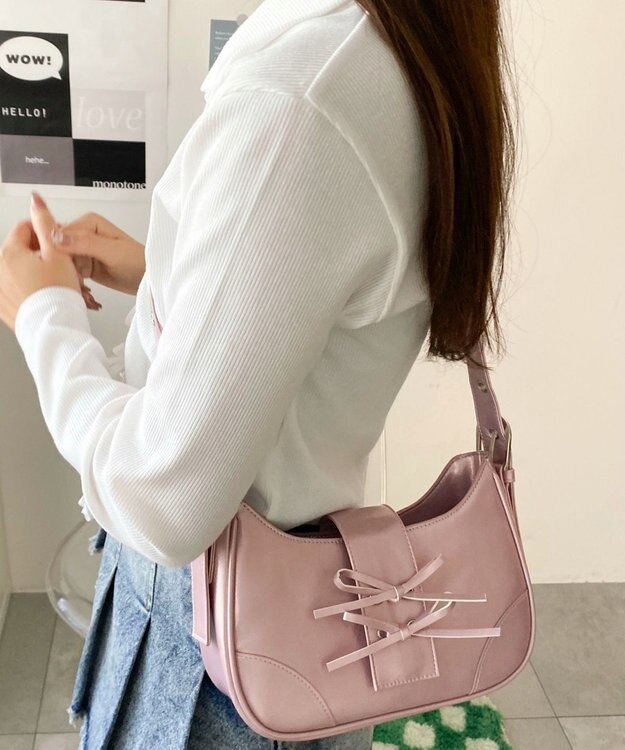 WEGO マルチWAYハーフムーンベルトバッグ ピンク