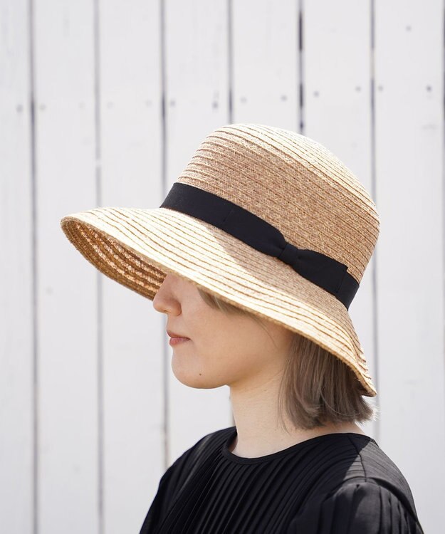 石田製帽 ラフィアブレードミックス セーラ 2WAY ベージュミックス