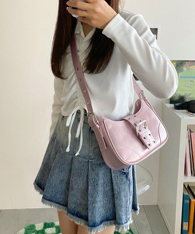 WEGO マルチWAYハーフムーンベルトバッグ ピンク