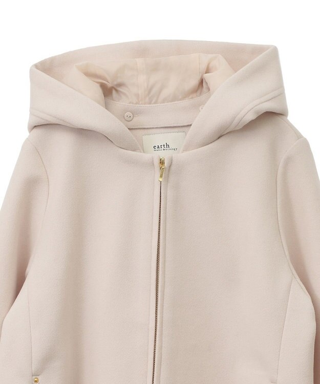 earth music&ecology ２Ｗａｙフードショートコート Ivory