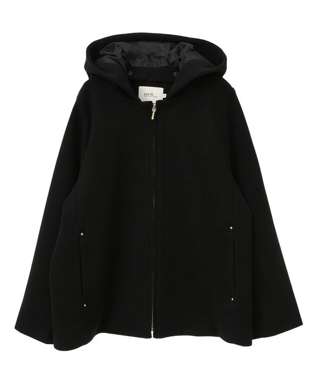 earth music&ecology ２Ｗａｙフードショートコート Black