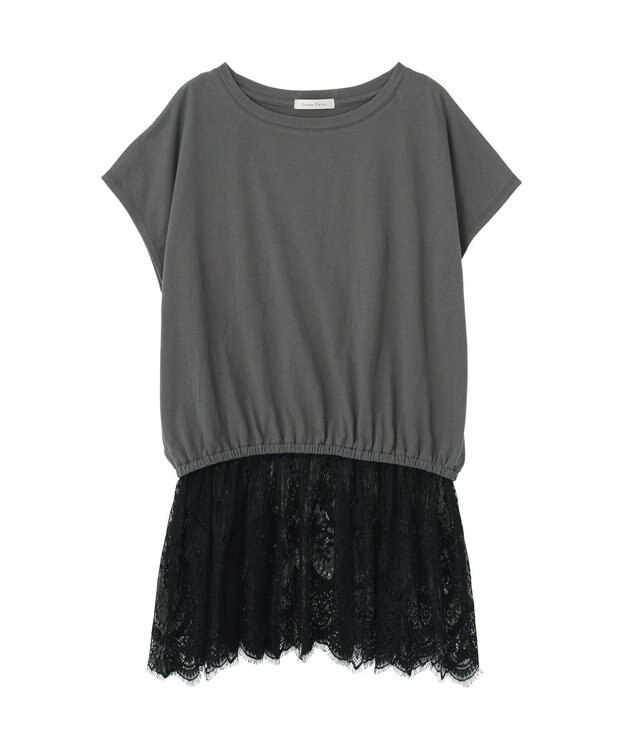Green Parks レースドッキングフレンチプルオーバー Gray