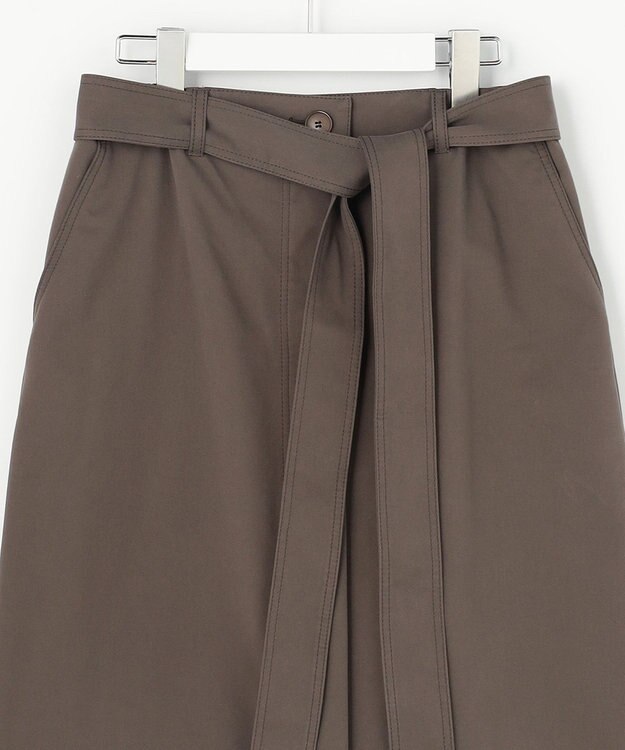 自由区 S 【カタログ掲載】ブラッシュドコットンサテンナロー スカート ダークブラウン