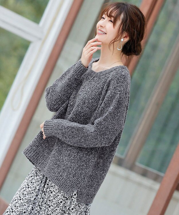 Tiaclasse 【洗える】大人可愛いワッフルニットトップス ブラック